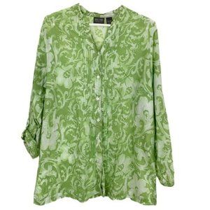Chico's Vibrant Green Floral Blouse